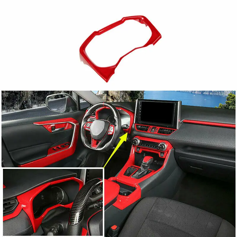 

For 2019 2020-2021 Toyota RAV4 ABS Red Dashboard Panel Frame Cover Decoration Car modification Auto parts