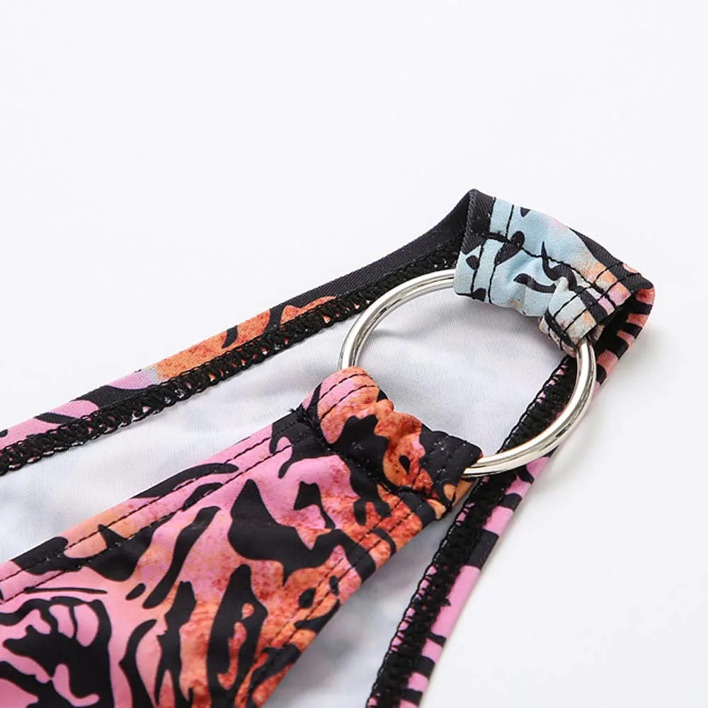 

Shuizhamou Summer New Fashion African Leopard Bikini Tie Dye Unique Print Full Swimsuit Brand Beachwear Women Sexy Two Piece Set