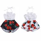 Комбинезон без рукавов, с цветочным принтом, для маленьких девочек, летний, От 0 до 3 лет