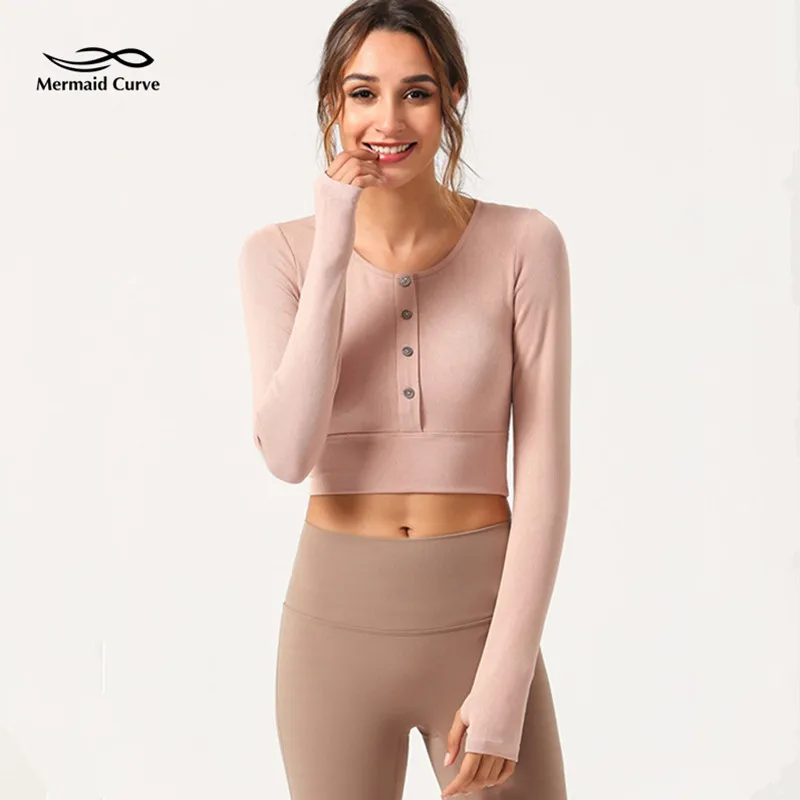 Женская футболка с длинным рукавом и пуговицами весна 2020|Рубашки для йоги| |