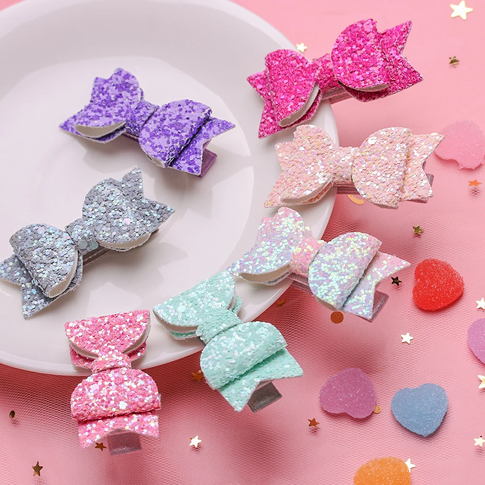 2 шт. милые мини-банты детские заколки для девочек двухслойный Блестящий бант