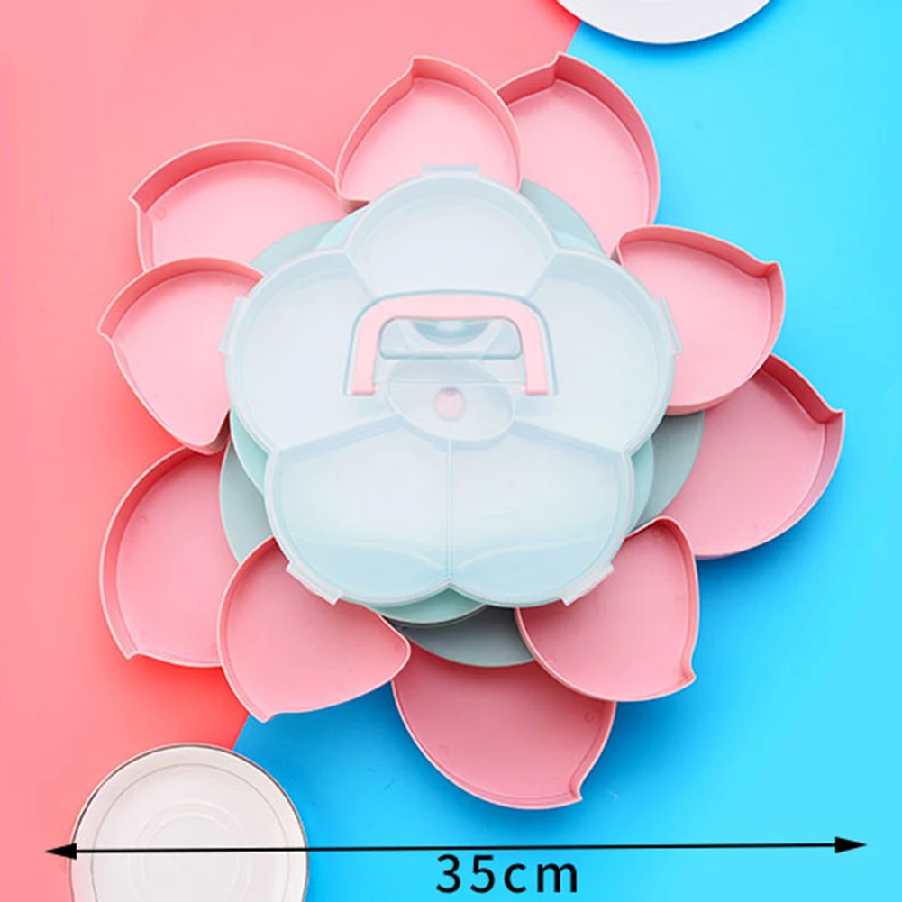 

Plastic Rotating Snack Candy Tray Storage Case Organizer Box Living Room Rotating Fruit Plate Desktop Organizer