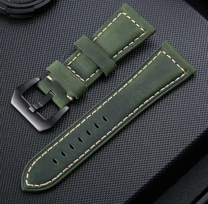 Army green 22 мм ремешок для Garmin Forerunner 935 945 аксессуары для часов Crazy horse кожаный браслет для Fenix 5 5Plus(не быстрая посадка - Цвет ремешка: Army green