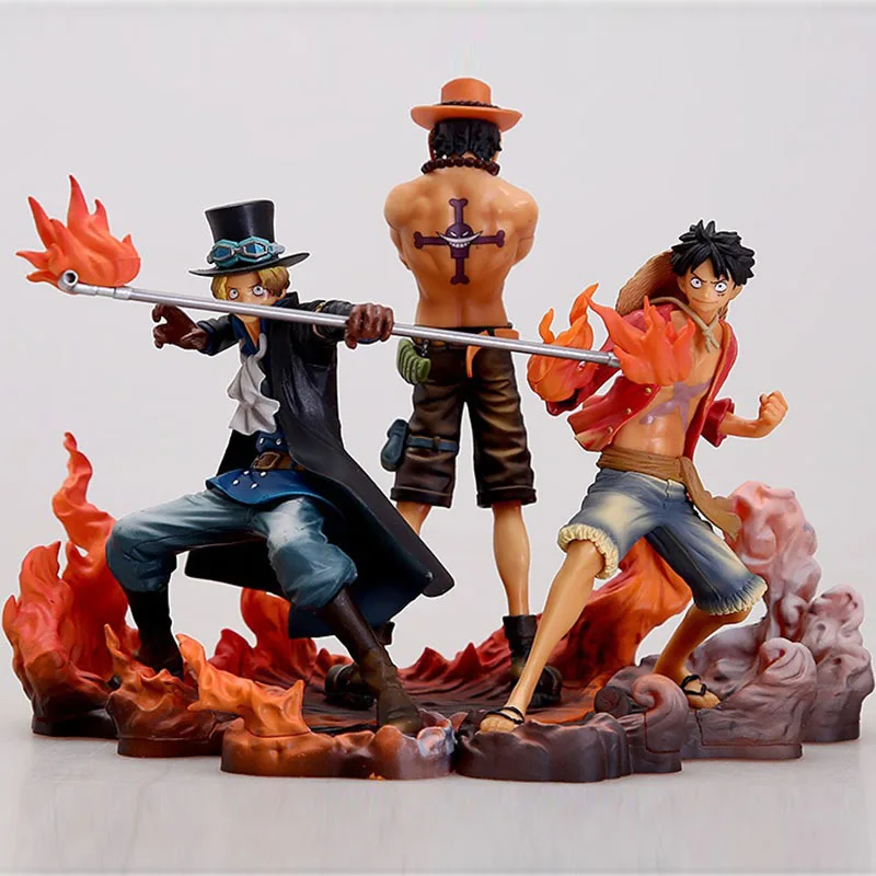 3PCS Anime Figurine Monkey D Luffy Ace Sabo Tre Fratelli Set PVC Action Figure ASL Collection Modello Giocattoli | Игрушки и хобби