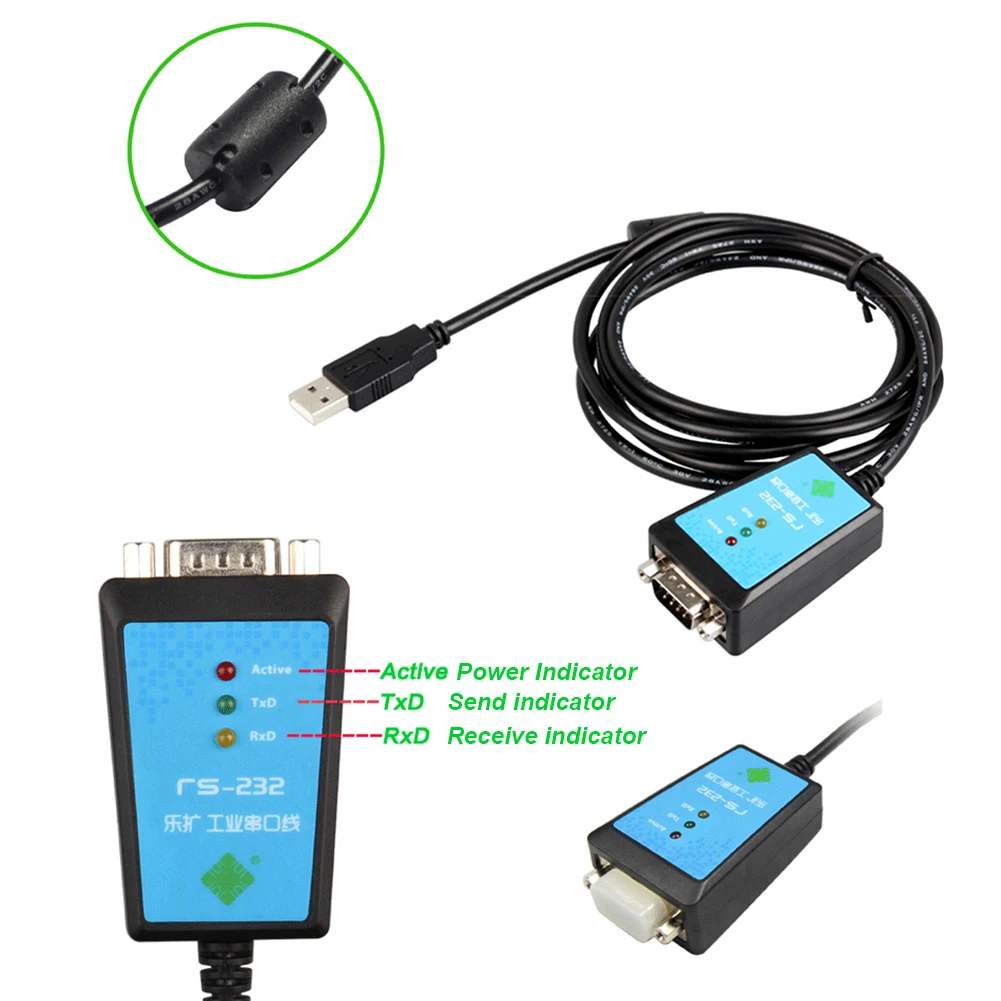 

USB-адаптер к кабелю RS232 COM-порт USB к 9-контактному кабелю DB9 USB-адаптер конвертер магнитное кольцо для ПК ноутбука