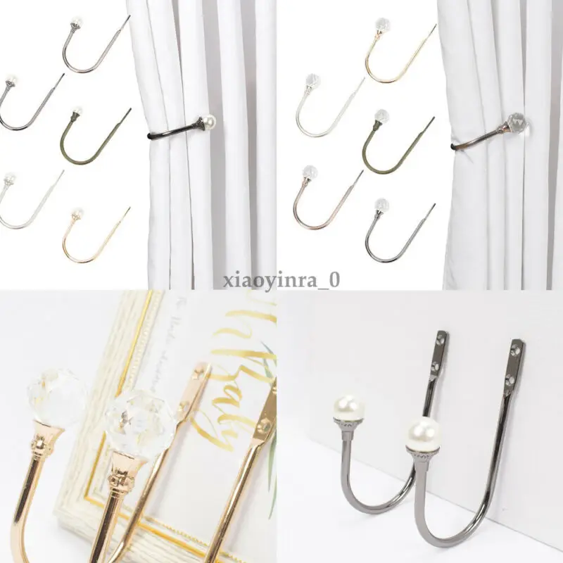 1 шт. большой со стразами и жемчугом U образная Шторы держать с завязкой сзади крюк