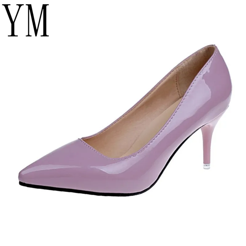 2018 сексуальные женские красные туфли с острым носком из лакированной кожи на