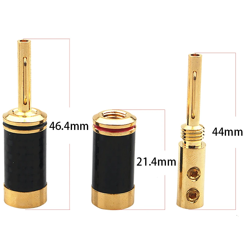 8Pcs Gold Plated Speaker cable Banana plug HiFi Audio Adapter  Carbon Fiber Banana Plug Free Welding Speaker Connector