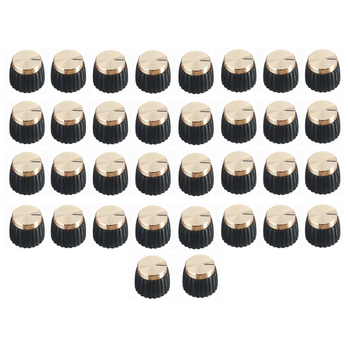

Ohello 10pcs AMP Push on Knobs Replacement ABS Black Bottom Gold Cap for Marshall Amplifier