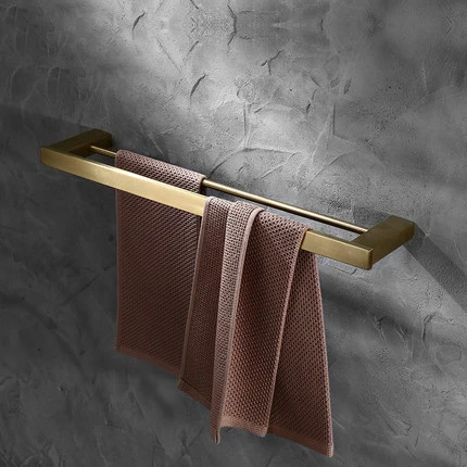 double towel bar Senlesen Золотая кисть Набор аксессуаров для ванной комнаты Золотой латунный крюк стойки для полотенец Бар Полка держатель бумаги держатель для зубной щетки - Цвет: double towel bar
