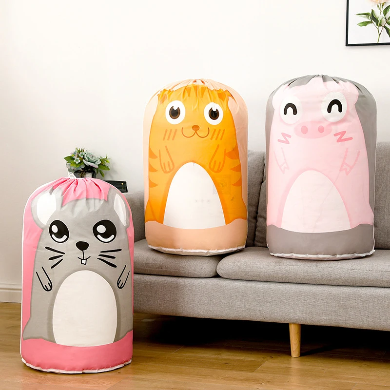 

Quilt Clothes Storage Bags Pillow Blanket Round Storage Bag with Drawstring Bedding Toy Packing Bag Dustproof Closet Organizer