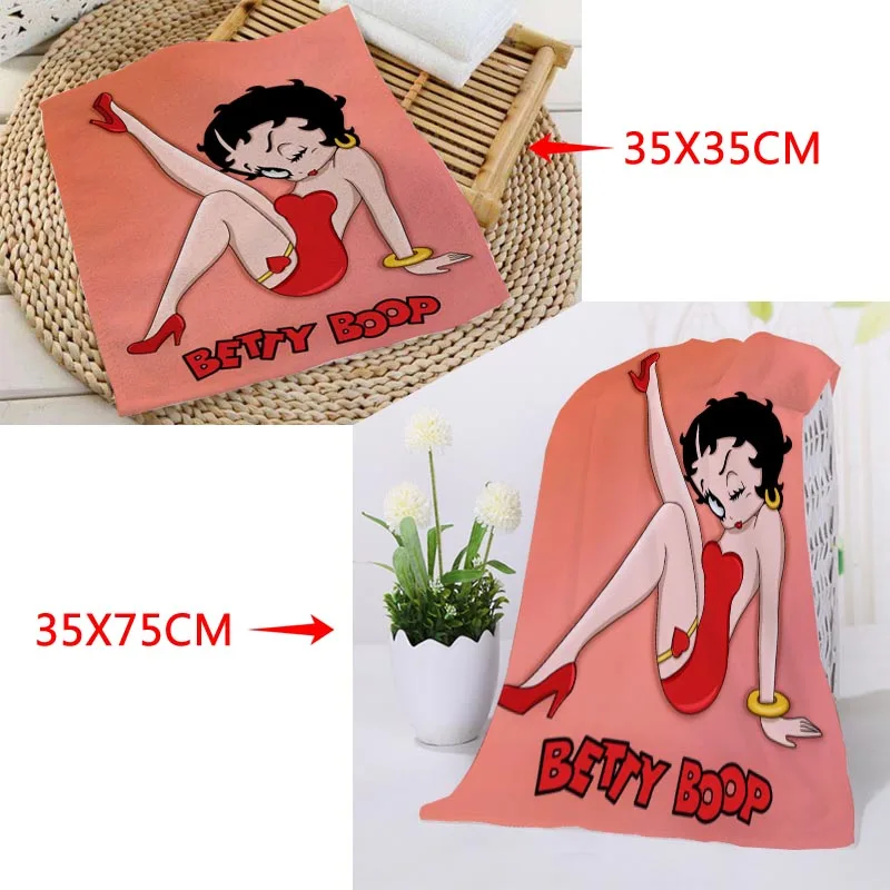 Новое поступление на заказ Betty Boop полотенце для лица с рисунком из микрофибры квадратные прямоугольные полотенца Размер 35x35 см 35x75 см - Цвет: 1