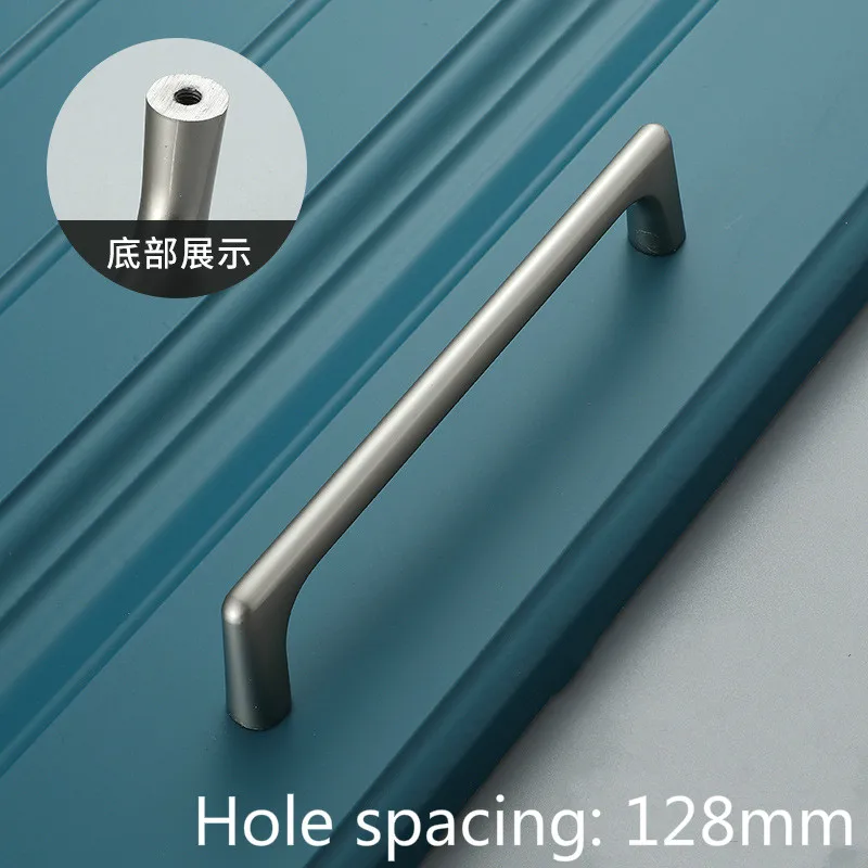 nickel gray CC128MM Черная Современная Минималистичная дверная ручка, шкаф из цинкового сплава, ящик для шкафа, шкафчик, винный шкаф, прикроватный шкаф, длинная ручка - Цвет: nickel gray CC128MM