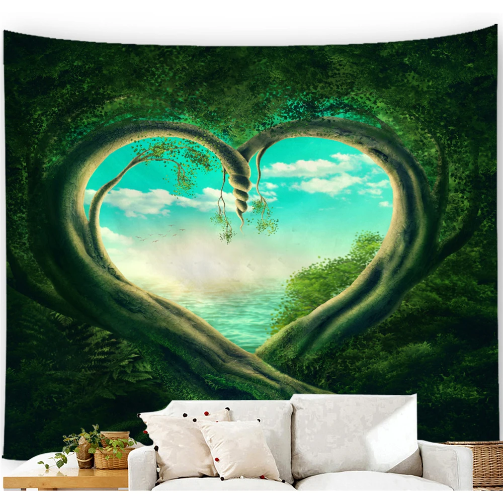 Психоделический гобелен с изображением деревьев настенный подвесной лесной