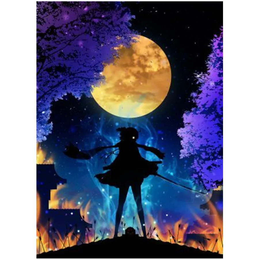 

DIY 5D Diamond Painting "Butterfly Fairy" Full Square Diamond Embroidered Cartoon Moon Mosaic Picture Holiday Gift Decoration