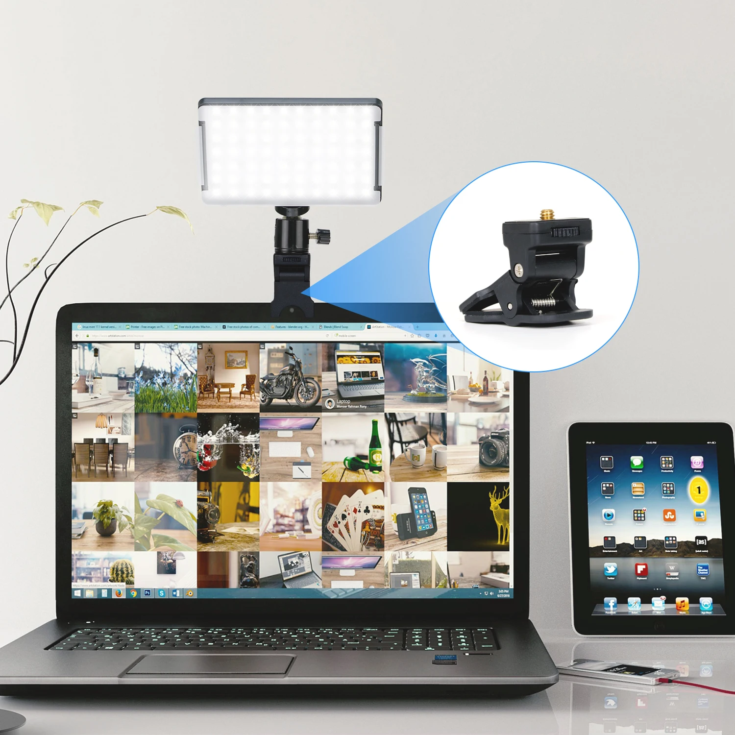 Мини Светодиодная панель для видеосъемки с подставкой и зажимом четыре цвета