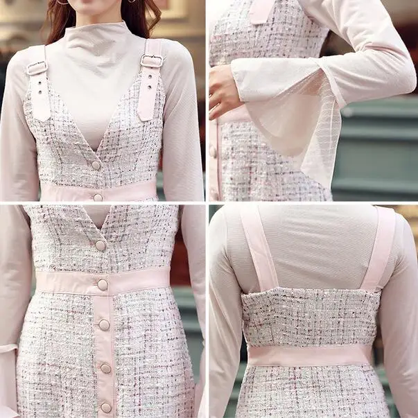 Взлетно-посадочной полосы твид платье на бретельках 2020 осень-зима Для женщин