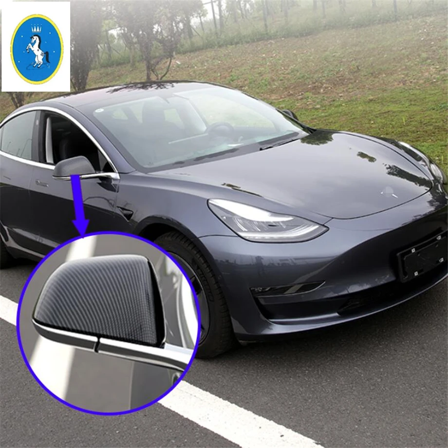 Yimaautotrim авто аксессуар зеркало заднего вида Защитная крышка Накладка подходит для Tesla модель 3 углеродное волокно ABS
