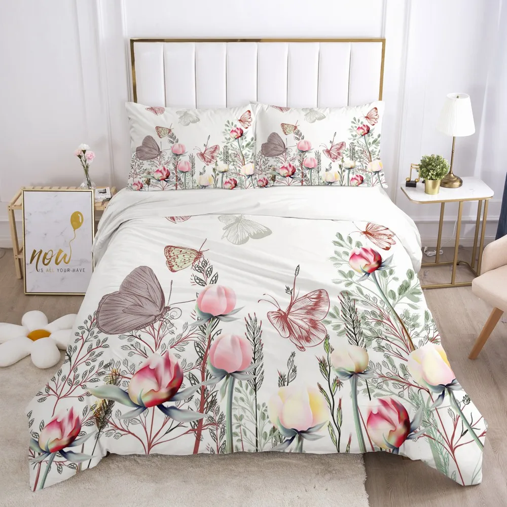 

3D Bedding Sets Quilt Covers Pillow Shams Duvet Cover Sets Bedclothes Bed Linens King Queen Full Simple Flower Home Textile