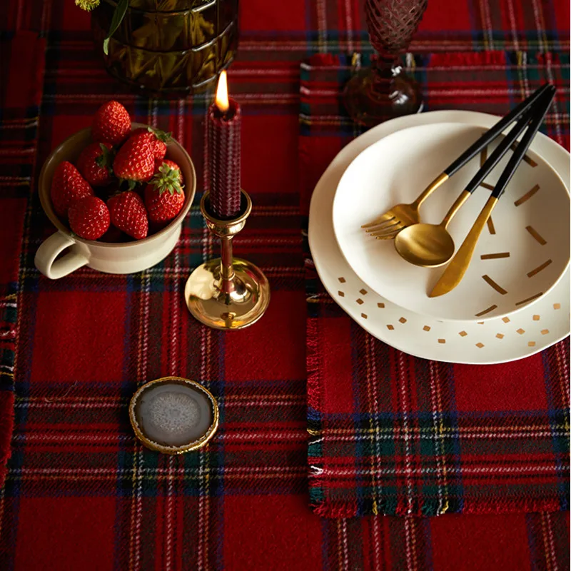 Вельш олень круглая Рождественская скатерть буйвола клетчатая акриловая шерсть