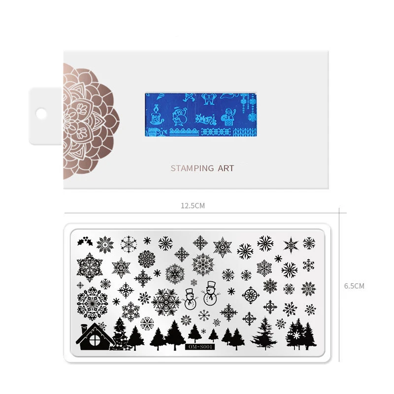 Штампованные пластины для ногтей Рождественская снежинка снеговик штамп