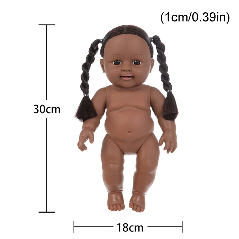 

30cm Lifelike Reborn Baby Boy Girl Doll African American Newborn Toddler Realistic Black Skin Soft Vinyl Doll Christmas Gift