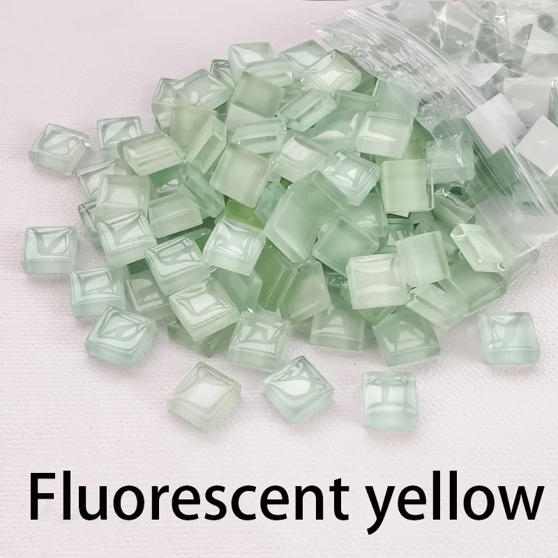 

Fluorescent Yellow50pcs/bag, 1cm Ice Jade Mosaic Diy Cut-and-Paste Hand-Made Material Porcelain Jade Single Color Stone Granules