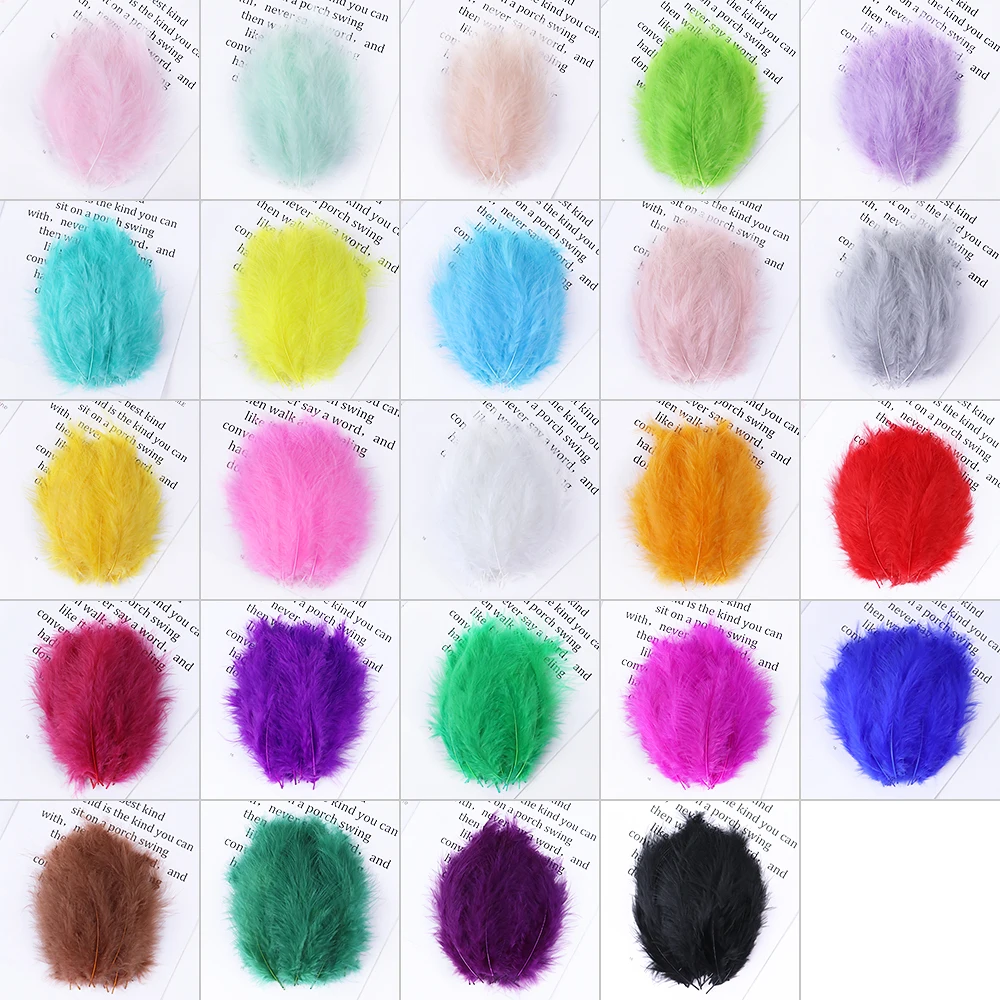 

Natural 100PCS/Bag Turkey Feathers 4-6inch Macaron Marabou Plumes DIY jewelry decorative accessories Decoration plume Crafts