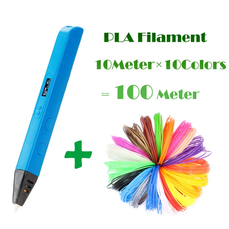 Blue Add 100 Meters Lihuachen RP800A 3D печать Ручка для детей 3D Рисование ручка живопись Intellectua игрушка применимый ABS/PLA нити материал - Цвет: Blue Add 100 Meters