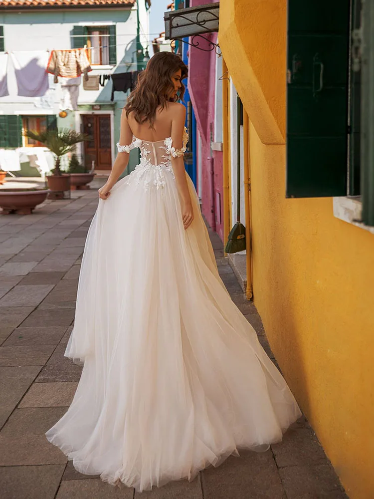 

BAZIIINGAAA Simple Wedding Dress Lace Little Beading Strapless Dress Luxury Wedding Gowns Bridal Can Be Washed Bride Dresses