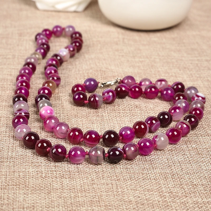 Ожерелье из натурального камня Агаты жасперы длинные Круглые бусины 8 мм для