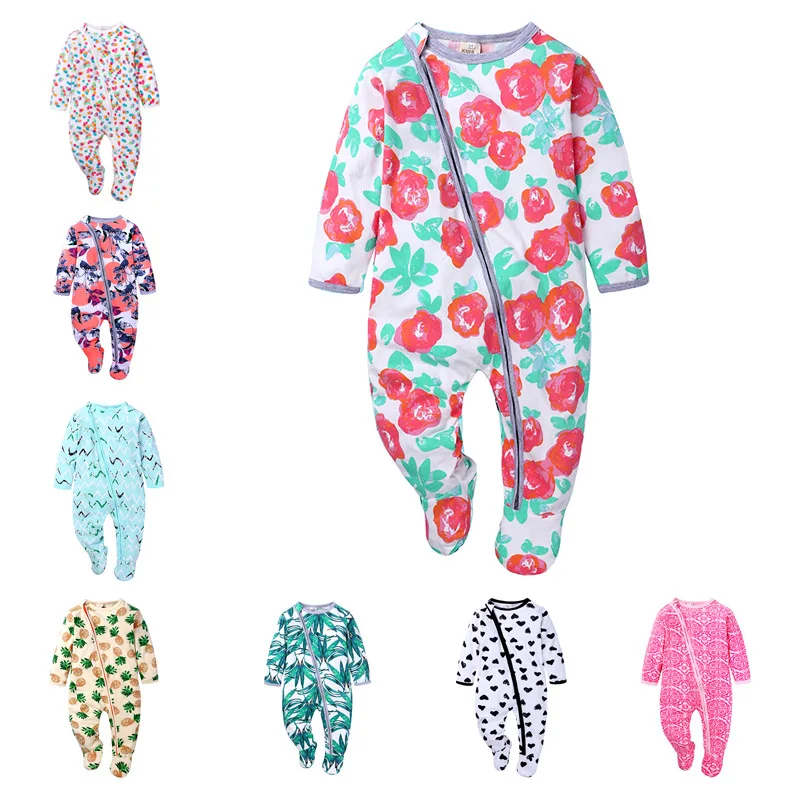 

New 2020 Baby Boys Girls Rompers Autumn Long Sleeve O-neck Zipper Cartoon Fruits Print Jumpsuit Newborn Playsuit Infant Clothing
