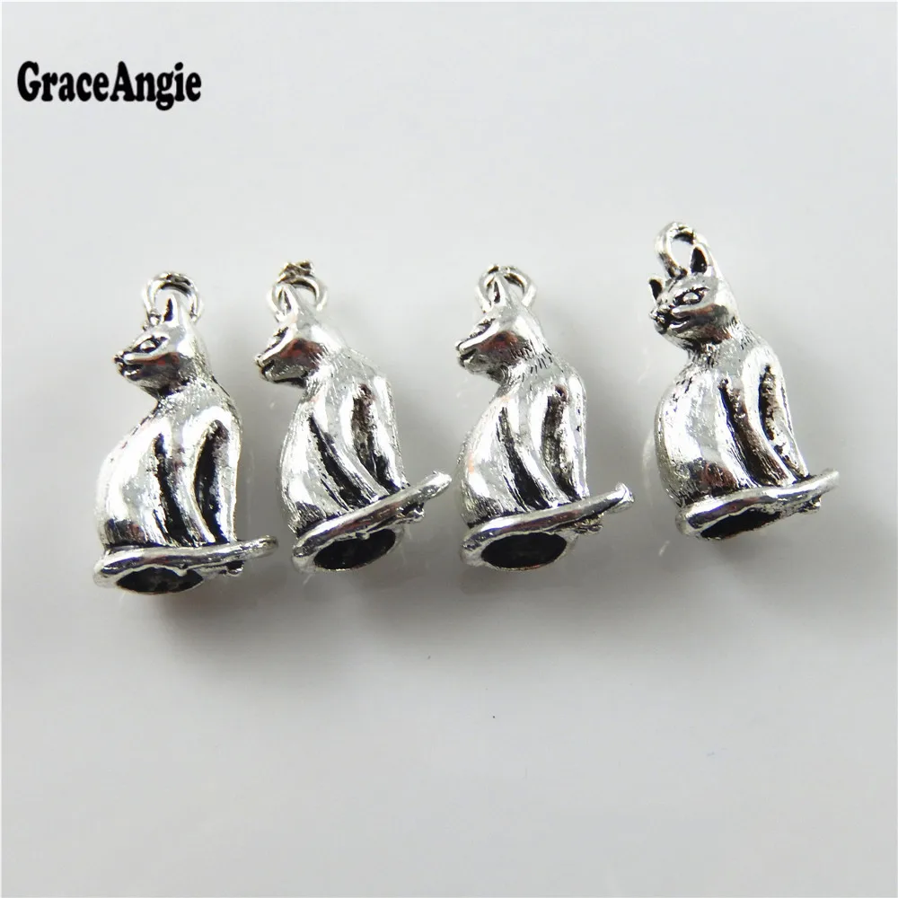 Graceangie 15 шт. Малый металла милый кот Талисманы ювелирных изделий Подвески