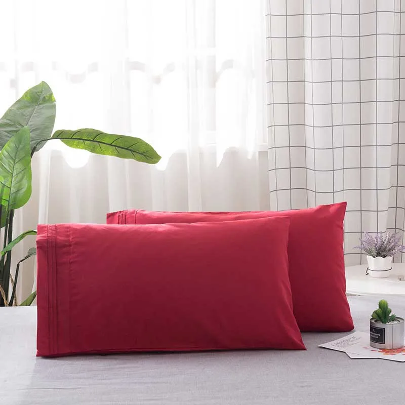 2pcs/pair Solid Color Pillow Cases 100% Polyester White Black Grey Pillowcases Brief Style Case Cover | Дом и сад