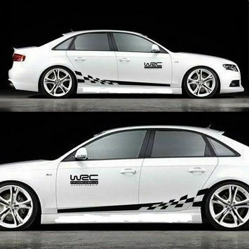 

Racing Car SUV Sticker Side Stickers Stripes 2 Pcs Accessories Black Car