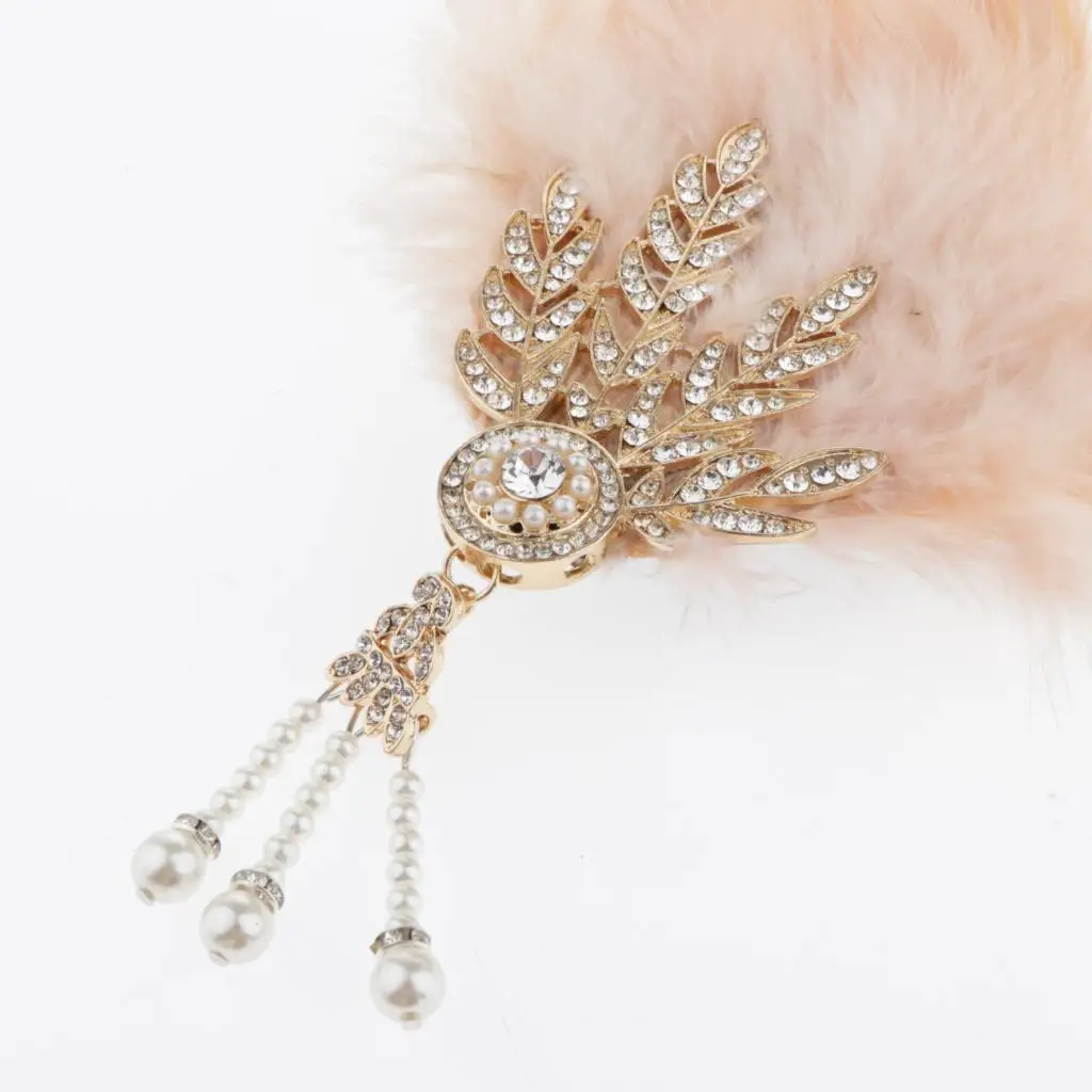 

1920s Beige Flapper Headband Rhinestone Headdress Wedding Prom Party Costume
