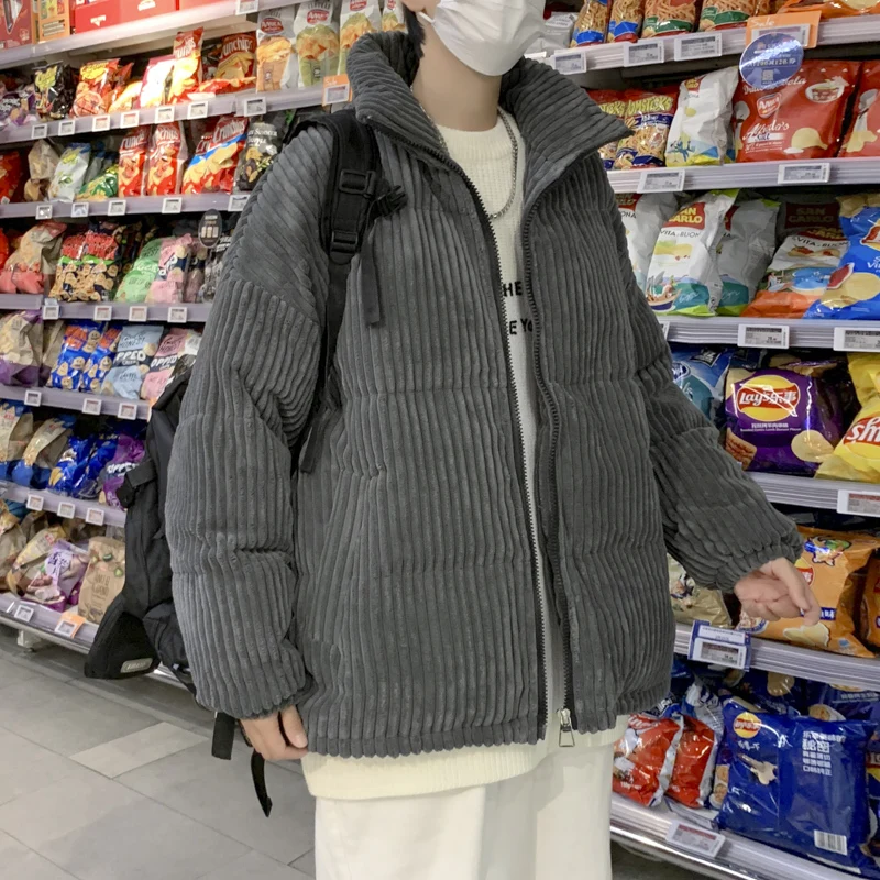 Men And Women Jacket Corduroy Collar Bread Lovers Winter Cotton-padded Joker Loose Couple Thicken Clothes Wool Warm Coat