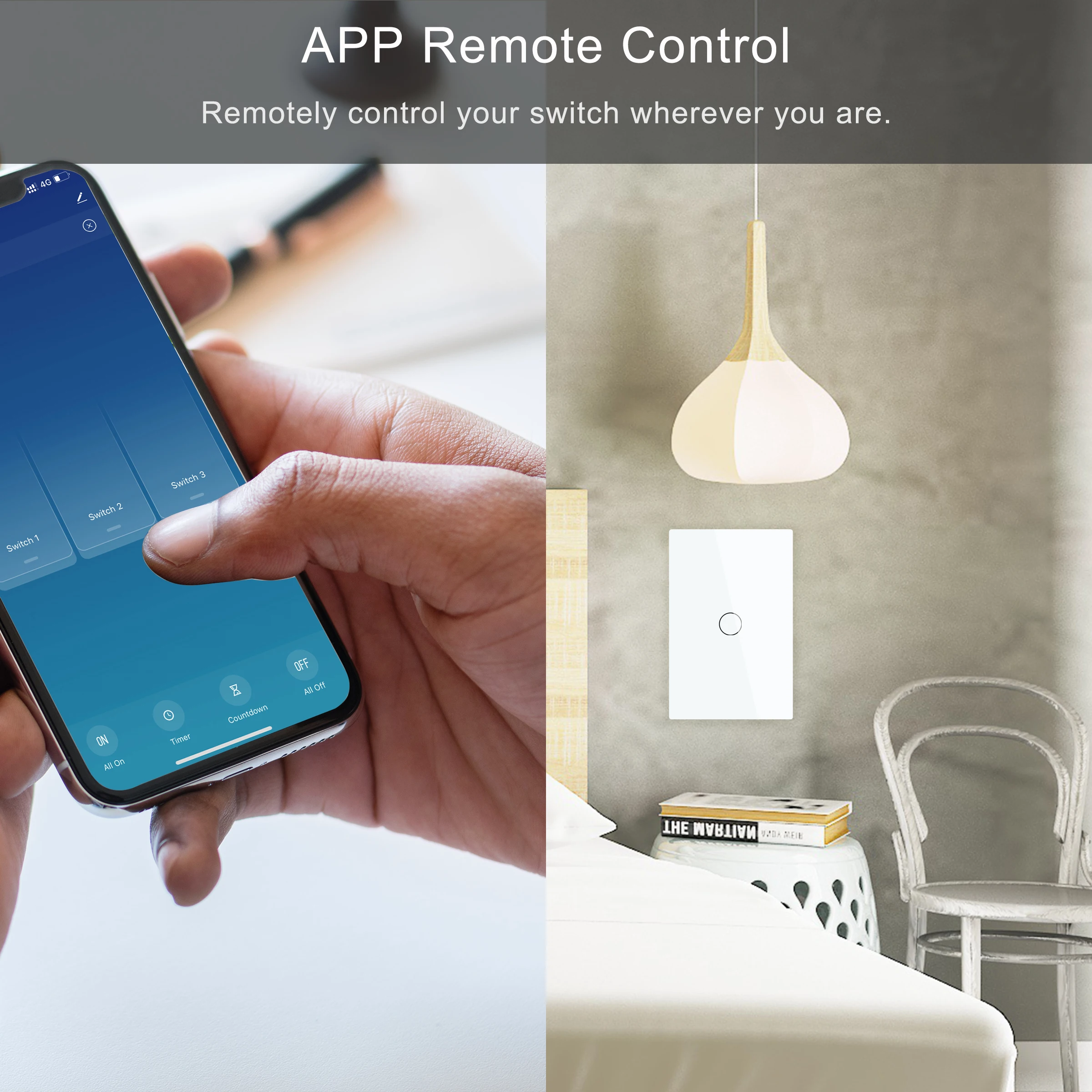 Smart Wifi Touch Switch No Neutral Wire Required Smart Home RF433 Tuya App Wireless Remote Light Switch US170-240V Support Alexa