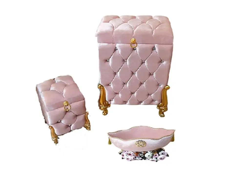 

Dowries Quilted Carmen With Pearls 3 Pcs Dirty Basket Team Powder