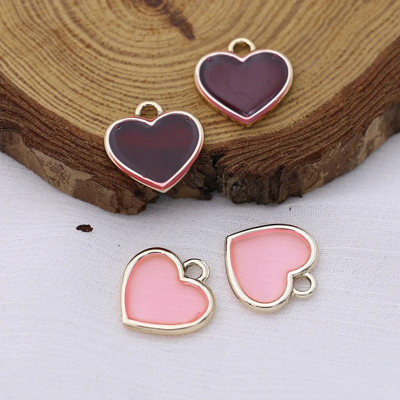 

10PCS Enamel Pink Heart Charm Pendant Jewelry Making Bracelet Necklace DIY Earrings Accessories Craft