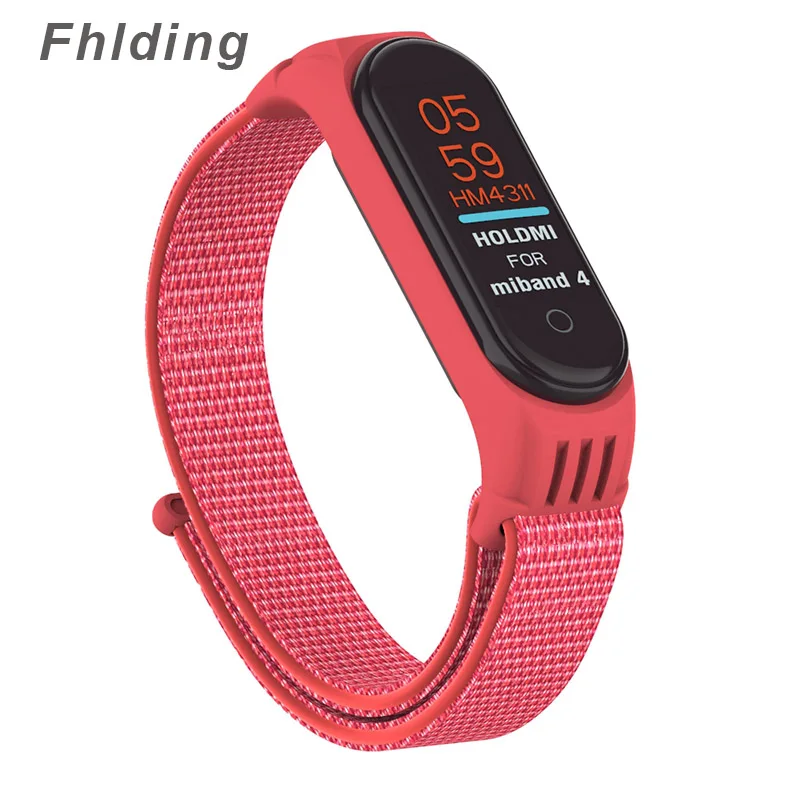 Нейлоновый сменный Браслет для Xiaomi mi, ремешок 4 для mi Band 3, спортивный дышащий браслет для Xiaomi mi, ремешок 3 4 - Цвет: Hibiscus powder