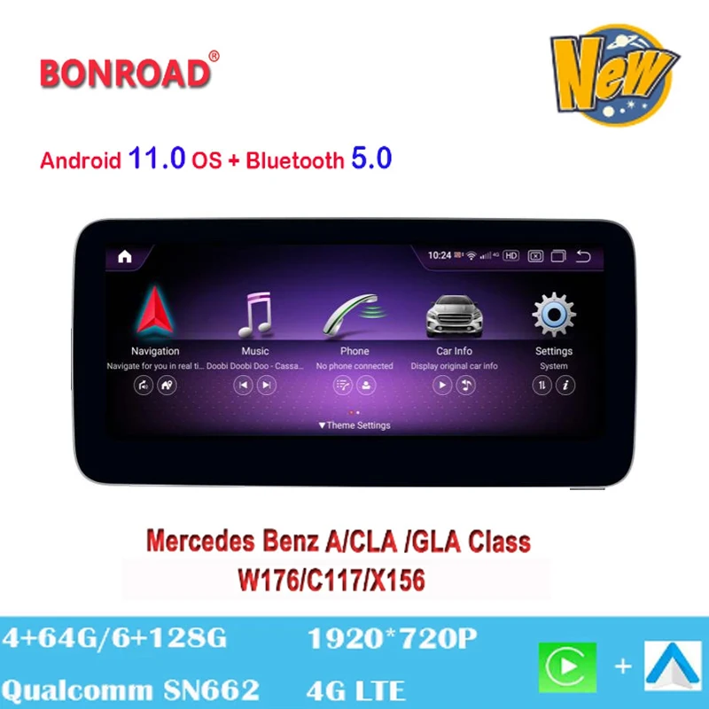 

Bonroad Android 11 Car Radio Navigation GPS Multimedia Player For Mercedes Benz A/CLA/GLA Class W175/X156/C117 2013-2018 CarPlay
