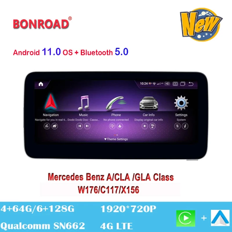 

Автомобильный мультимедийный плеер Bonroad, Android 11, GPS-навигация, для Mercedes Benz A/CLA/GLA Class W175/X156/C117 2013-2018 CarPlay
