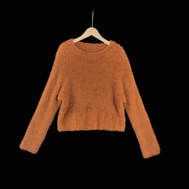 

Plush Knitted Sweater Women's Solid Color Pullover 2020 European America New Style Autumn Winter Comfortable Warm Women Sweater
