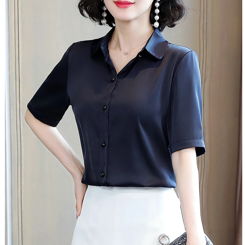 

Рубашка с коротким рукавом женская дизайнерская нишевая приталенная темпераментная профессиональная рубашка Новинка Лето 2021 просторная ш...