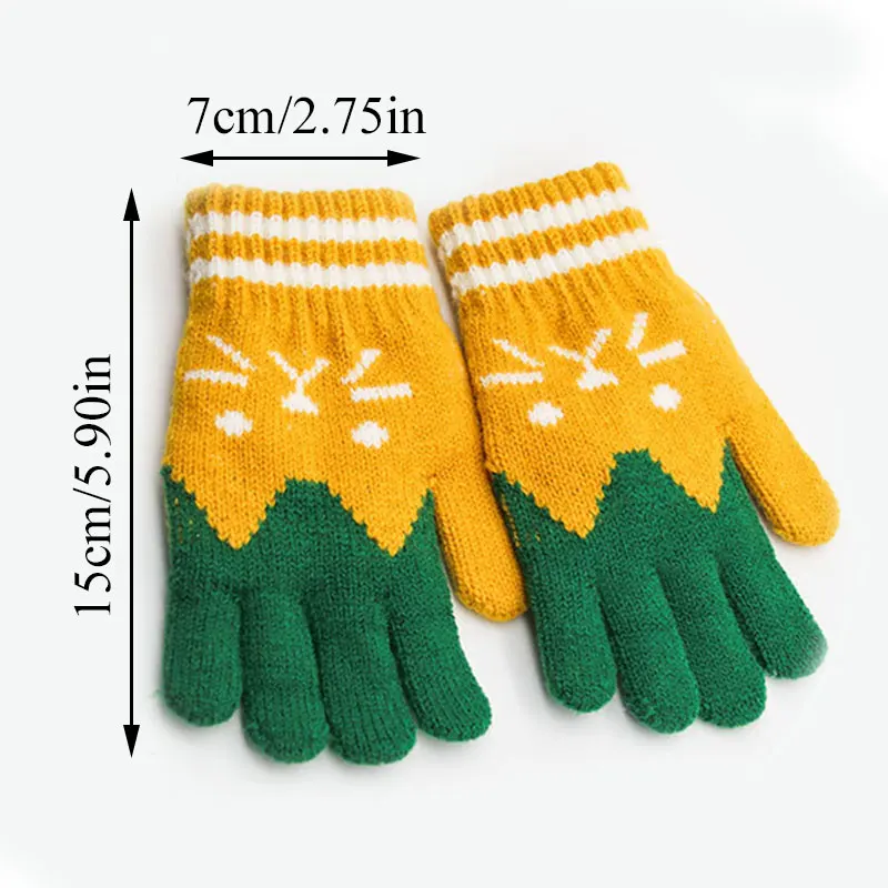 

1 Pair New Winter Warm Cartoon Gloves Cute Cat Mittens Winter Gloves for Children Kids Boys Girls Wrist Funny Print Red Yellow