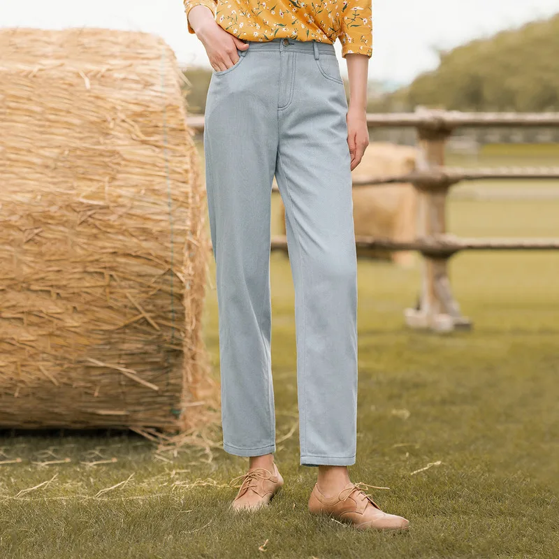 

Женские брюки с прямыми штанинами, повседневные хлопковые длинные штаны в сдержанном стиле, Осень-зима