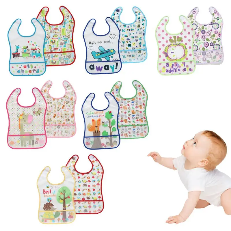

2Pcs/Set Baby Newborn Waterproof Bib Infant Toddler Feeding Apron Saliva Towel 634F