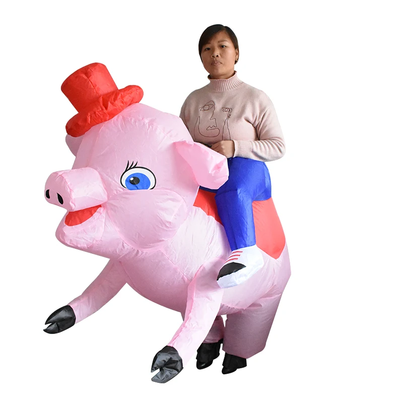 Взрослый размер Забавный надувной езда на костюм свиньи для Хэллоуина Вечерние |
