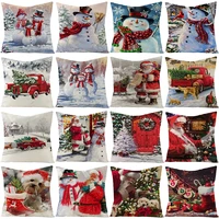 2022 merry christmas cushion cover elk pillowcase christmas tree snowman cushion case santa claus sofa pillow cover for gift